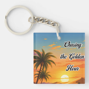 Porte-clés Chasser l'heure dorée Désert Coucher de soleil Est
