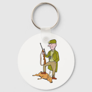Porte-clés Chasseur de bande dessinée avec le fusil se tenan