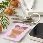 Porte-clés Chat à crème glacée fraise (Devant droit)