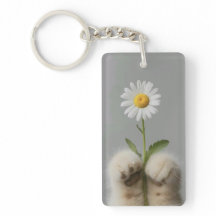 Chat à mains mignonnes avec Porte - clé de fleurs