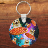 Porte-clés Chat à pizza de l'espace amusant (Recto)