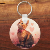 Porte-clés Chat abyssinien avec Rose - Saint Valentin (Verso)