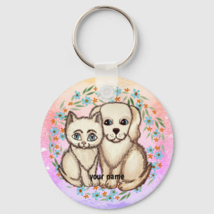 Porte-clés Chat Aime Chien