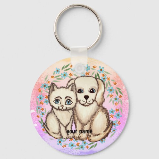 Porte-clés Chat Aime Chien (Recto)