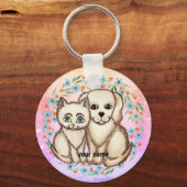 Porte-clés Chat aime le chien (Recto)