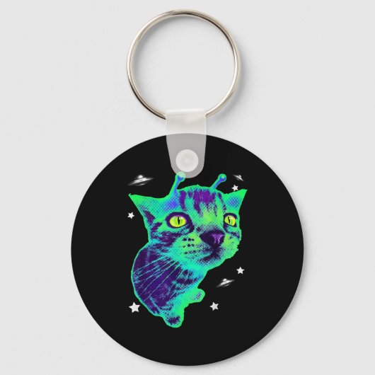 Porte-clés Chat alien drôle mème Gnarp Chat bête A (Recto)