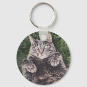Porte-clés Chat allongé dans l'herbe (Recto)