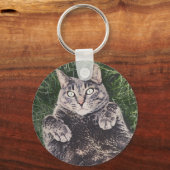Porte-clés Chat allongé dans l'herbe (Verso)