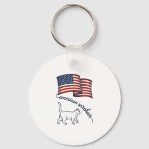 Porte-clés Chat américain à poil dur patriotique Design vinta