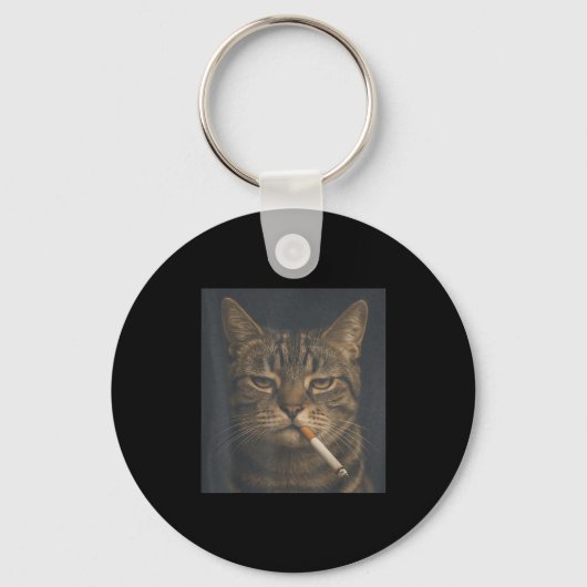Porte-clés Chat Amusant Avec Cigarette Mème Sarcastique Fumer (Recto)