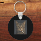 Porte-clés Chat Amusant Avec Cigarette Mème Sarcastique Fumer (Recto)