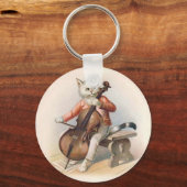 Porte-clés Chat anthropomorphique Jouer au violoncelle (Recto)