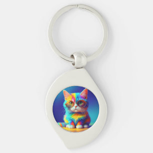 Porte-clés Chat Arc-en-Ciel Avec Lunettes Portrait-47567