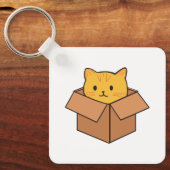 Porte-clés Chat assis à l'intérieur du carton (Recto)