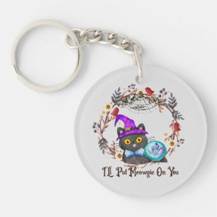 Porte-clés Chat aux sorcières mignonne et Punny