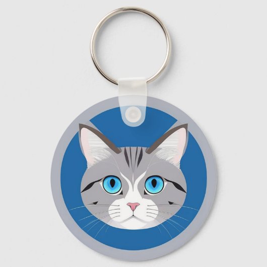 Porte-clés Chat aux yeux bleus (Recto)