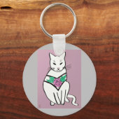 Porte-clés Chat avec collier Rose (Recto)