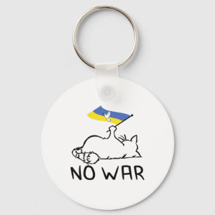 Porte-clés Chat avec le drapeau de l'Ukraine Pas de guerre