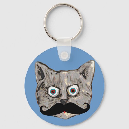 Porte-clés Chat avec Moustache drôle (Recto)