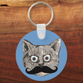 Porte-clés Chat avec Moustache drôle (Recto)