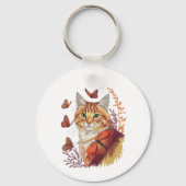 Porte-clés Chat avec papillons Monarch (Recto)