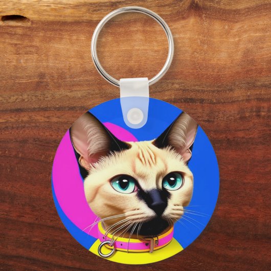 Porte-clés Chat avec yeux frappants (Recto)