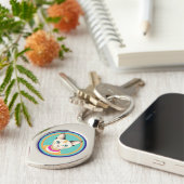 Porte-clés Chat avec yeux frappants par miroir circulaire (Côté )