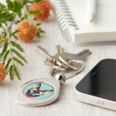 Porte-clés Chat avec yeux frappants par miroir circulaire (Côté )