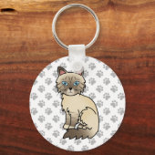 Porte-clés Chat Birman / Ragdoll au point chocolat tabby & Pa (Recto)