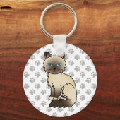 Porte-clés Chat Birman / Ragdoll pointe chocolat & pattes mig (Recto)