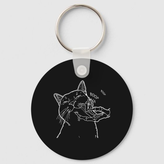 Porte-clés Chat Black Lover Skeleton Main Boop Funny Hallowee (Recto)
