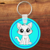 Porte-clés Chat blanc adorable (Verso)