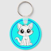 Porte-clés Chat blanc adorable (Verso)