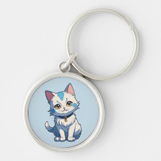 Porte-clés Chat blanc avec charme Feline (Devant)