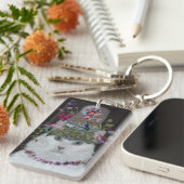 Porte-clés Chat blanc avec cloche papillon (Devant droit)