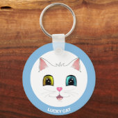 Porte-clés Chat blanc avec deux yeux de couleur différente (Recto)