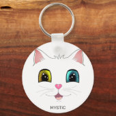 Porte-clés Chat blanc avec deux yeux de couleur différente (Verso)