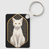 Porte-clés Chat Blanc Avec Motif Kintsugi 🐾 (Verso)