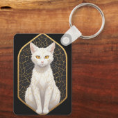 Porte-clés Chat Blanc Avec Motif Kintsugi 🐾 (Verso)