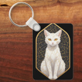 Porte-clés Chat Blanc Avec Motif Kintsugi 🐾 (Recto)