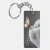 Porte-clés Chat blanc avec papillon (Devant gauche)