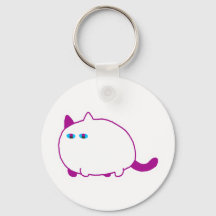 Porte-clés chat blanc dodu