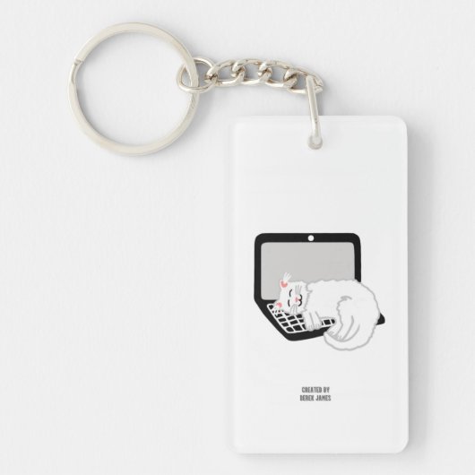 Porte-clés Chat Blanc Dormir Sur Le Porte - clé Rectangle De (Devant)