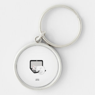 Porte-clés Chat Blanc Dormir Sur Porte - clé Rond Ordinateur