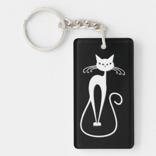 Porte-clés Chat blanc maigre fantaisiste