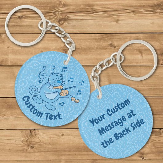 Porte-clés Chat bleu avec Porte - clé violon