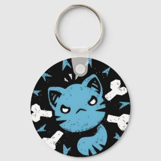 Porte-clés Chat bleu en colère