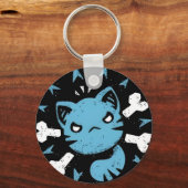 Porte-clés Chat bleu en colère (Verso)