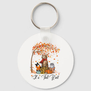 Porte-clés Chat C’est l’automne Y’all Citrouille Automne Hall