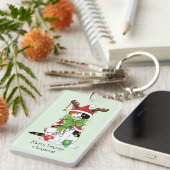 Porte-clés Chat Calico de Noël amusant (Devant droit)